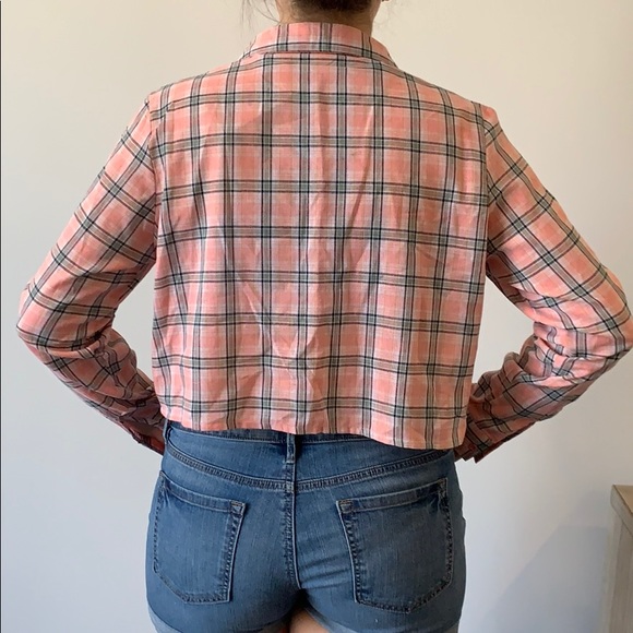 Daisy Street Pink Plaid Cropped Button-up Shirt - Picture 2 of 2